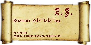 Rozman Zétény névjegykártya